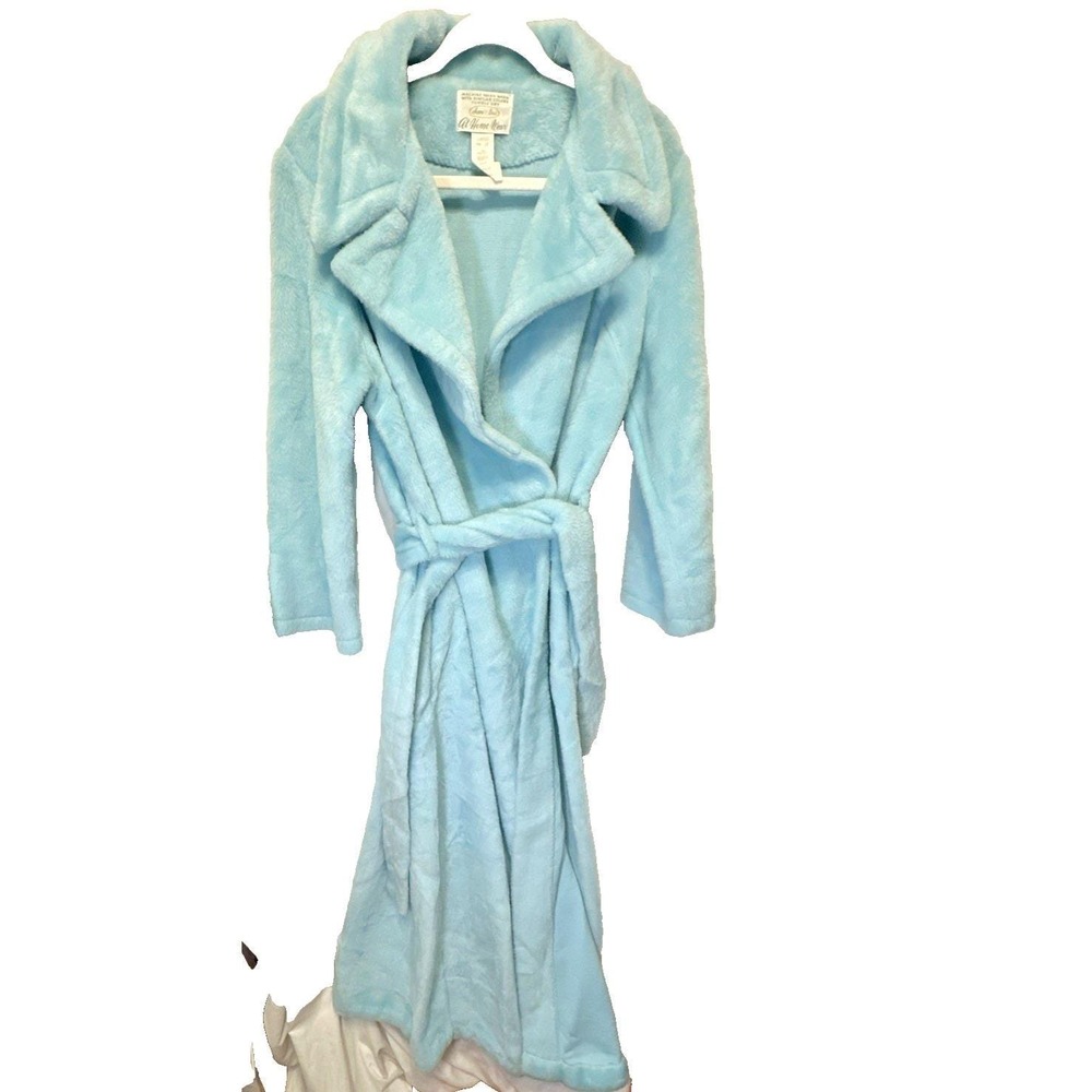 Vintage Sears At Home Wear Fuzz/Fluffy  Light Blue Bath Robe Size Large/18 EVC